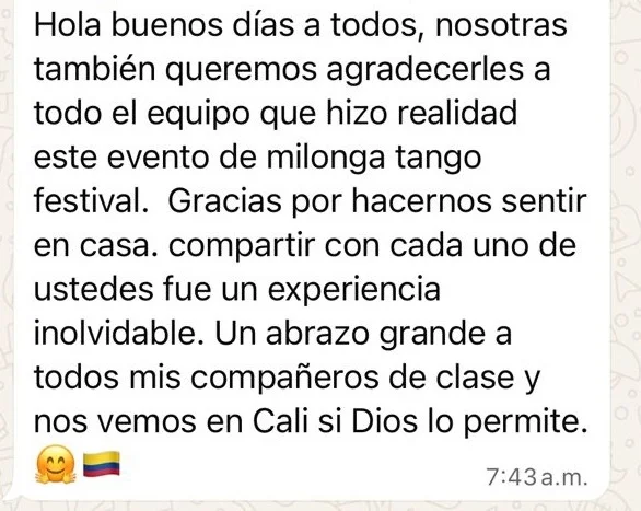 Testimonio de asistente al Milongueando Tango Festival