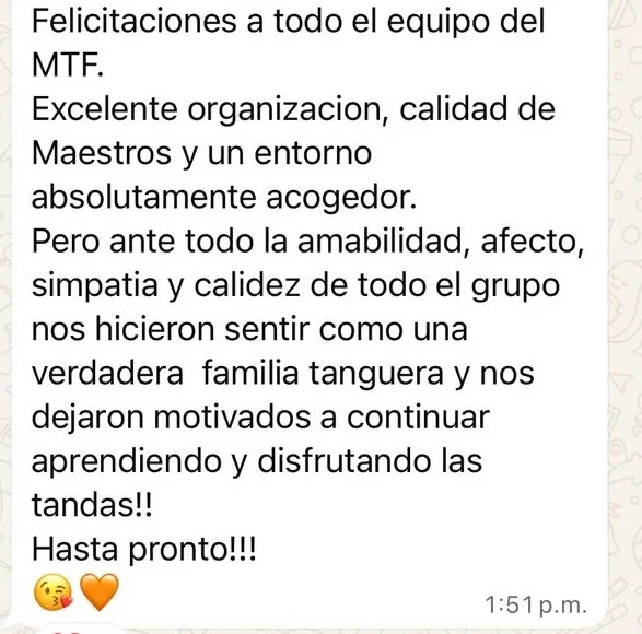 Testimonio de asistente al Milongueando Tango Festival