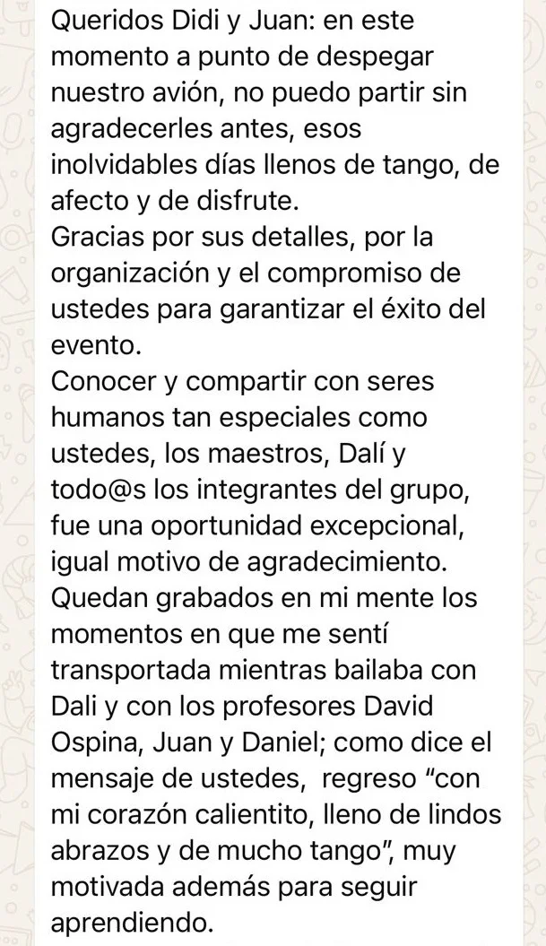 Testimonio de asistente al Milongueando Tango Festival