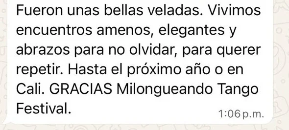 Testimonio de asistente al Milongueando Tango Festival